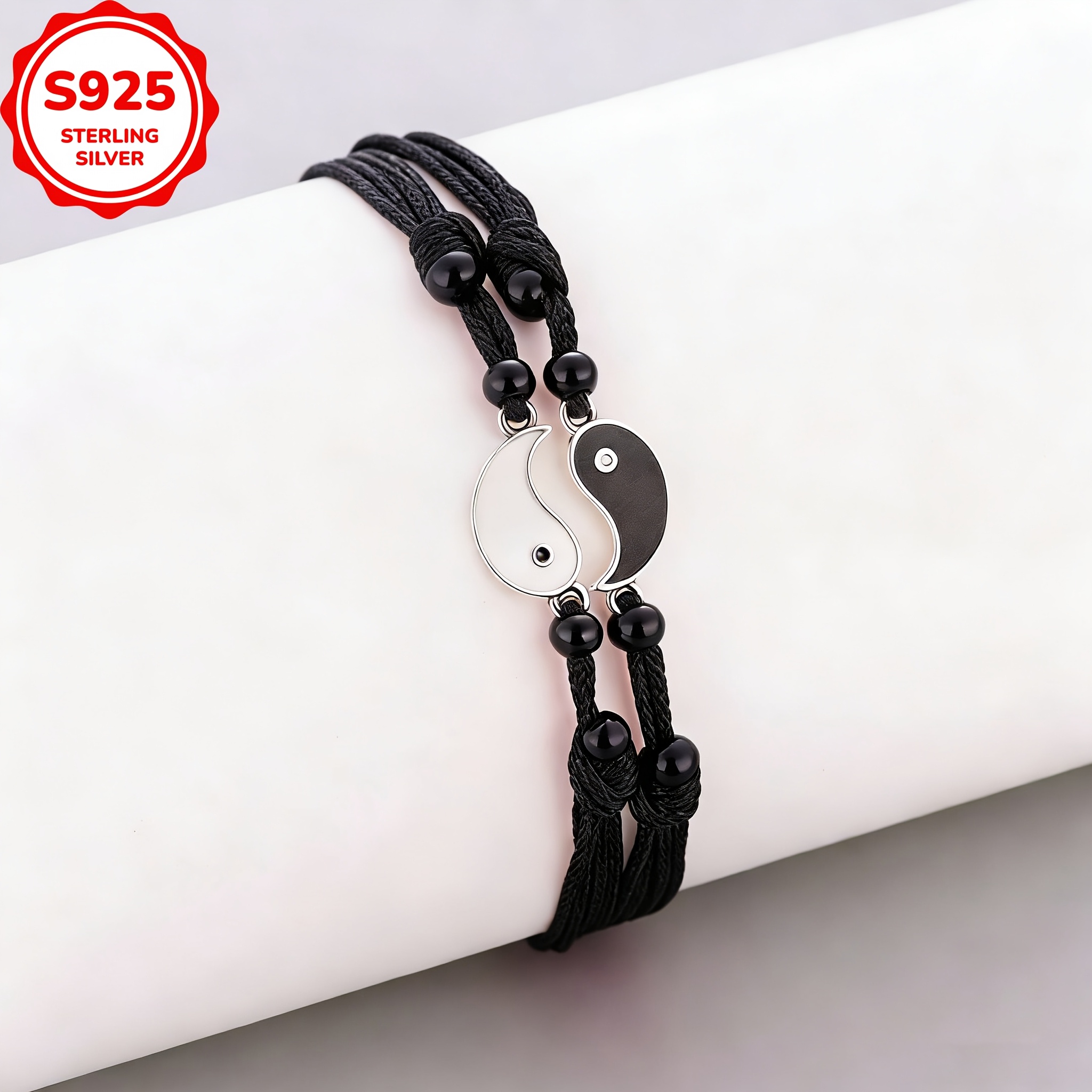 925 Silver Tai Chi Rope Bracelet, Couples Gift
