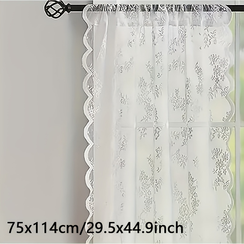 E-shop mehrschichtiger Sichtschutzvorhang mit floralem Stickerei-Druck, halbtransparenter Stangentunnel mit charmanten Retro-Blumenmustern, geeignet