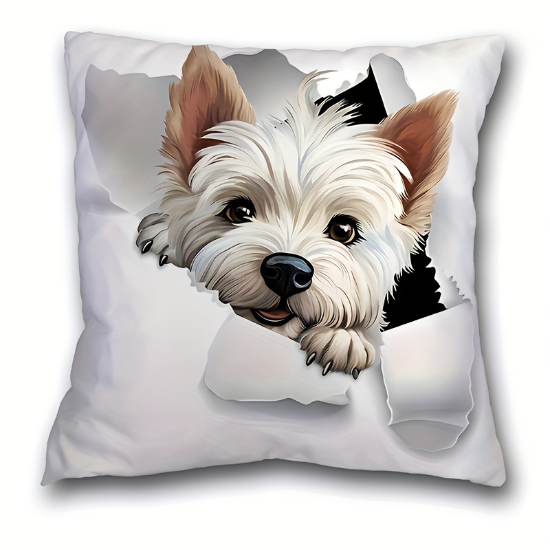 

1pc, Dog Print Short Plush Pillowcase (17.7 "x17.7"), Animal Theme Pillowcase, Home Decor, Room Decor, Bedroom Decor, Architectural Collectible Accessories (excluding Pillow Core)