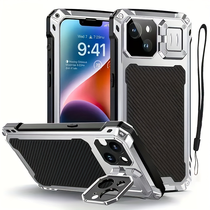 TEMU Phone Case - Compatible With Iphone 17 Pro Max, 14, 15, 16 Plus Pro Max Armored Metal Magnetic Phone Case, Heavy-duty Shockproof Aluminum