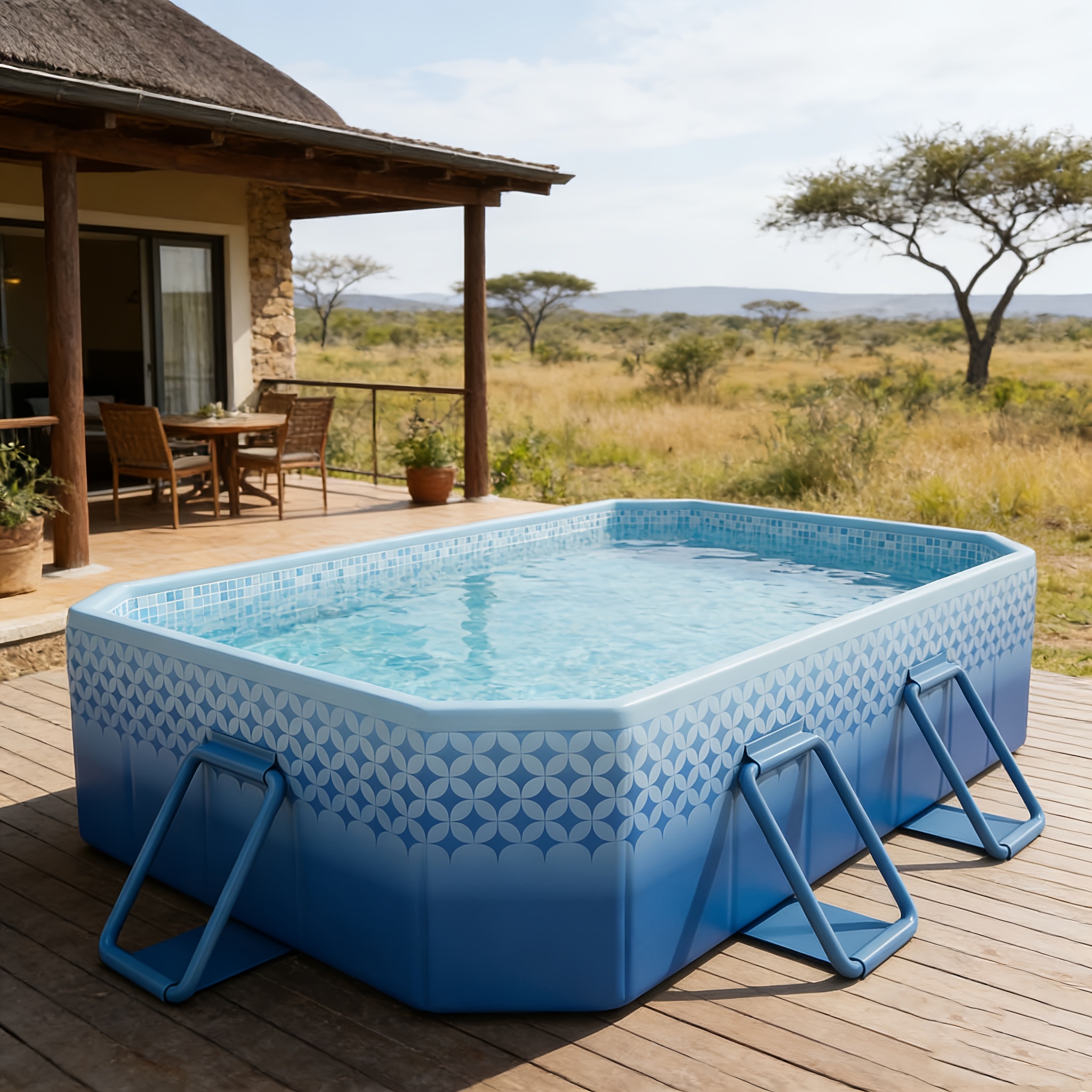 Large Capacity Adult Pool, Sturdy Non-Inflatable Frame Pool for Outdoor Parties