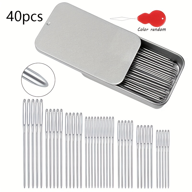 TEMU 80/40 Large Eye Blunt Needles, 7 Sizes Stainless Steel Yarn Knitting Needles, Sewing Needles, Hand Knitting With For Finish Crochet And Knitting