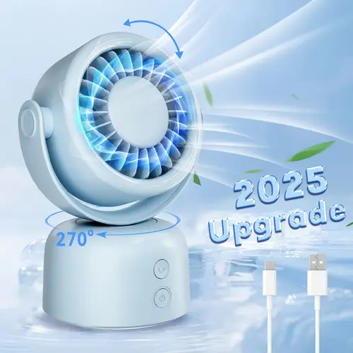 small quiet desktop fan with 17h working time 3 oscillating fan with auto 90 rotate manual 120 tilt head usb c corded powered mini usb fan for outdoor indoor office desktop bedroom travel