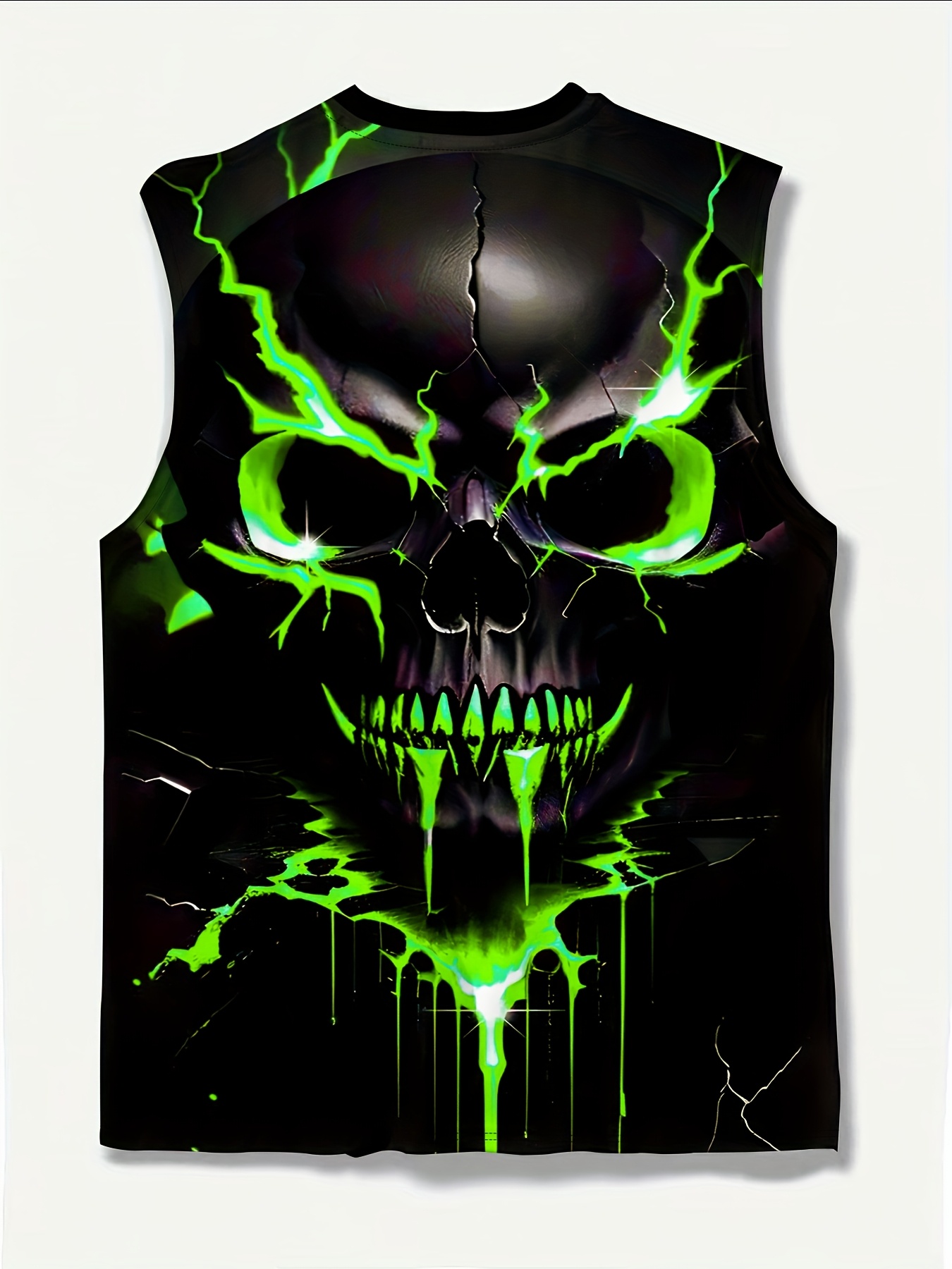 Men'S Plus Size Skull Graphic Print Tank Top - Breathable Sleeveless Workout Shirt for Gym, Basketball & Summer Training, Casual Round Neck Design, Gym Tank Top, PLUS SIZE