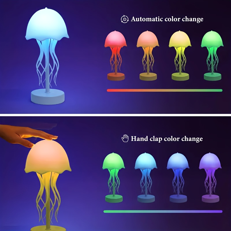 voice-controlled jellyfish lamp with dancing legs - touch sensor, multiple color  , ideal for bedside or table decor, desk decor light | animated jellyfish replica | usb powered lamp, perfect gift, festival decorations, home lighting, modern decor, plastic construction,  ,  , gift ideas Product details 1