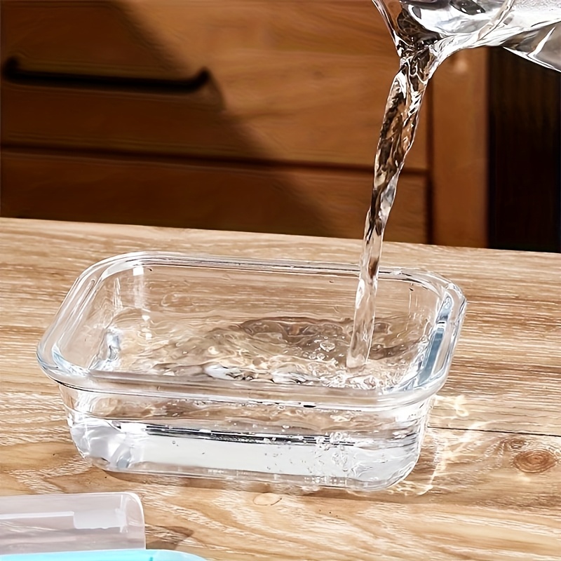 2pcs Set: Transparent Glass Insulated Heat- Lunch Box, Fruit Fresh-Keeping Container, High Borosilicate Rectangular Glass Bento Box, Multi-Grain Rice and Fat-Reduction Meal Container, Glass Storage Jars, Refrigerator-Safe Airtight Food Storage Boxes