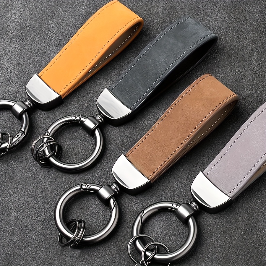 

Elegant Synthetic Leather Keychain, Unisex Key Ring Pendant, Metal Key Holder, Non-braided, With Pu Coating, For Hiking, Camping, Hunting, Motorcycle & Suv