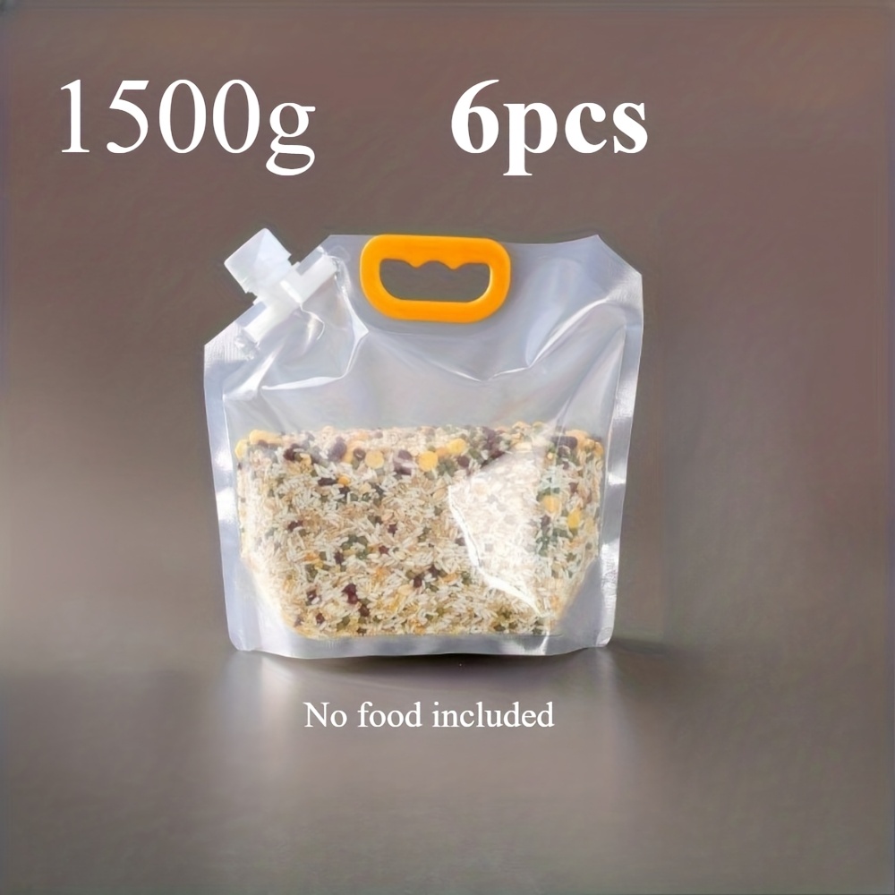 Image of 6pcs Reusable Plastic Food Storage Bags, Suitable For Rice, Flour, Nuts, Grains And Sundries, Kitchen Organizing And Storage Accessories, Suitable For Home, Outdoor Camping And Rv Use
