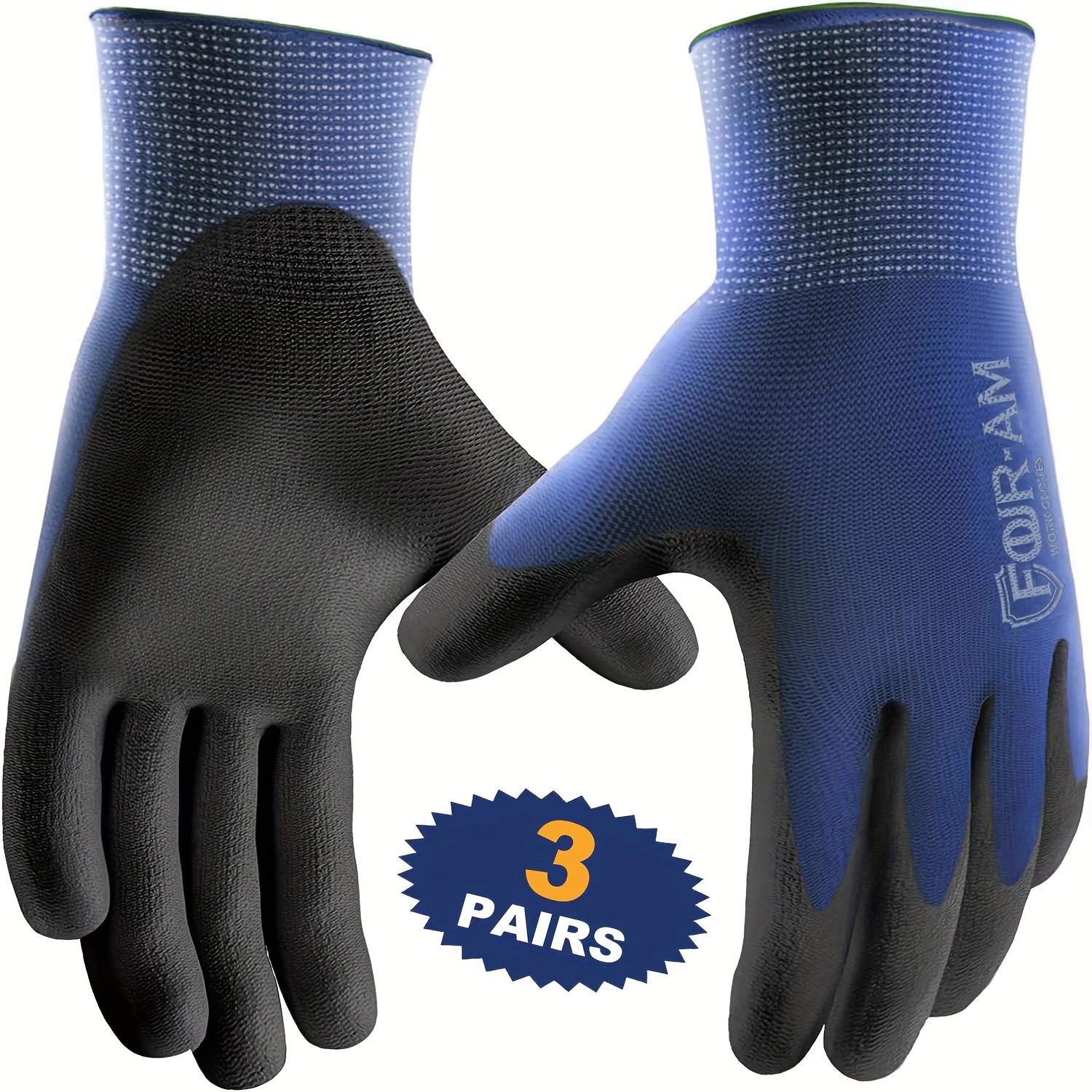 TEMU 3/12 Pairs Four-am Ultra-thin Pu Coated Protective For Men And Women, Breathable Polyester Fiber, Non-slip Grip For Camping, Hiking, Running, And Utility Work