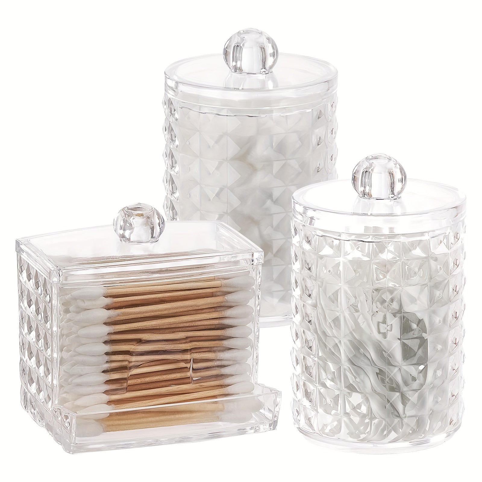 

1pc/3pcs Holder Bathroom Container, 10/7 Oz /swabs Dispenser, Jar For Bathroom Storage Organizer