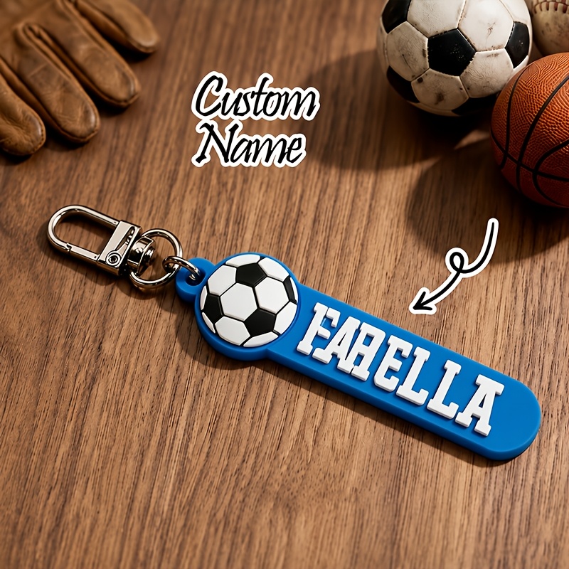 Customized Soccer Keychain, Personalized Name & Number Tag