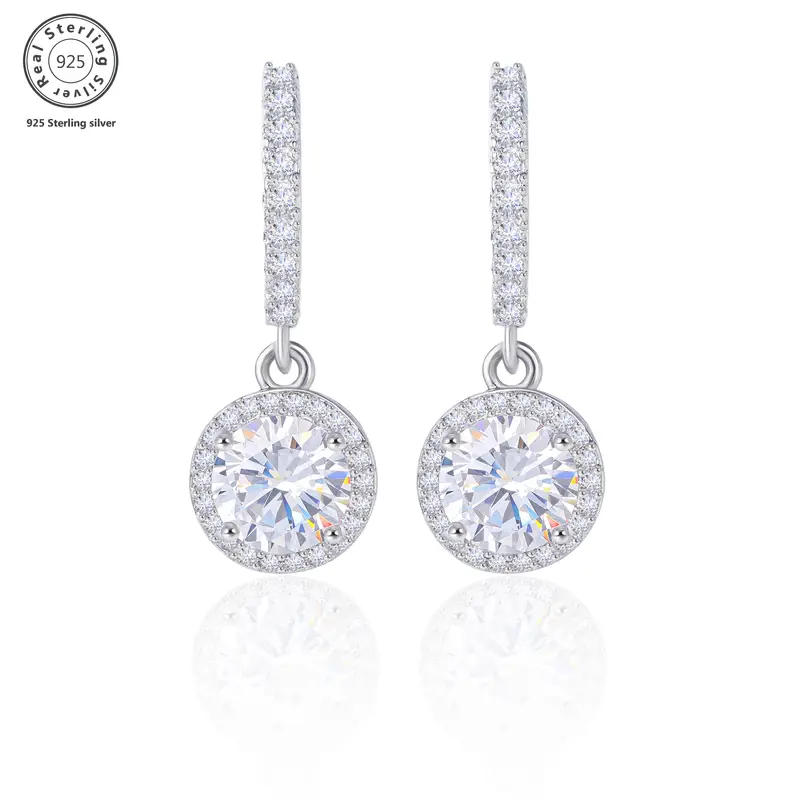 925 silver 1ct moissanite pendant earrings top cutting     the   for party wear gift box Product details 0