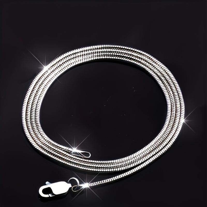 TEMU 1pc Women's Fashion Necklace S925 Pure Silver Women' Necklace Round Snake Bone Chain Vintage Colored Jewelry Necklace Men Women Fashion Clavicle
