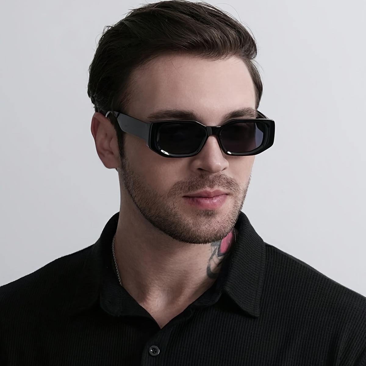 

Men's Rectangle Frame Fashion Glasses, Pc Lens, , Casual And Sporty, No Accessories Included