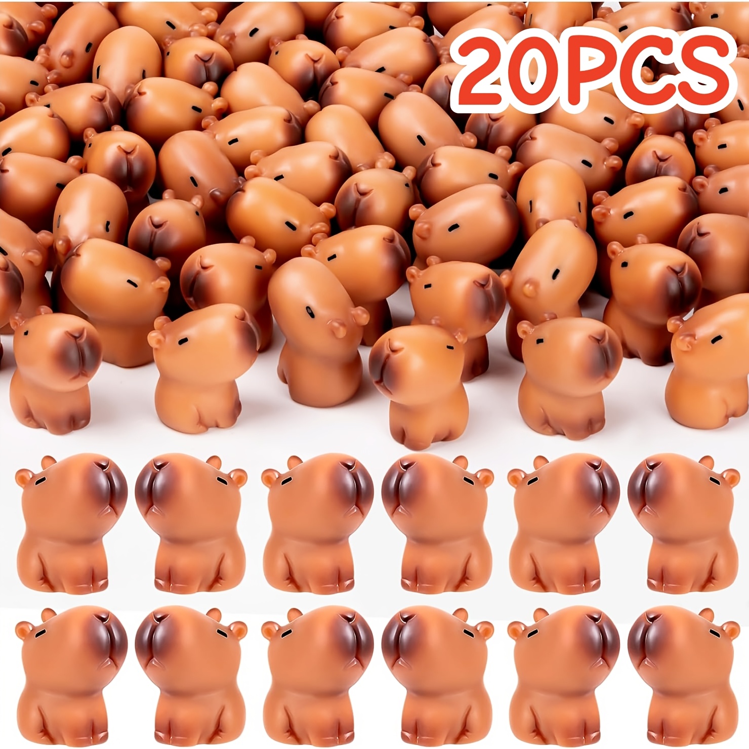 Lyreh 110pcs Mini Capybara Résine, Styles Variés Figurines Miniatures de Capybaras en Forme de Fleurs Petits Animaux en Résine pour Bonsaï