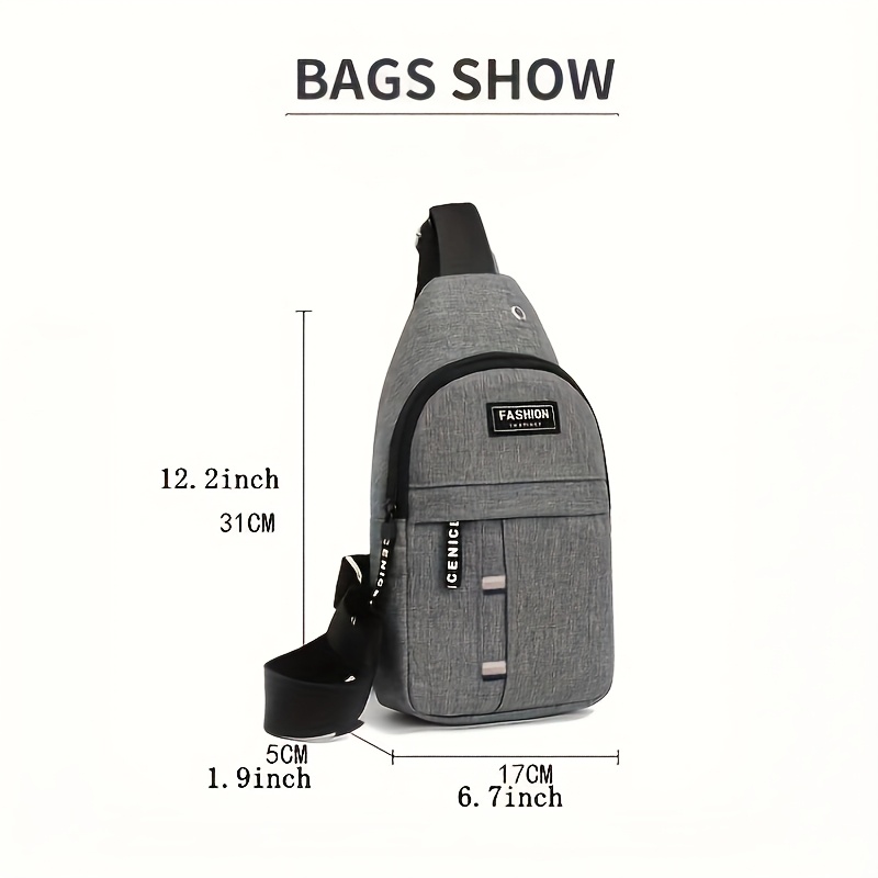 mens crossbody bag lightweight everyday formal use zipper closure adjustable strap compact chest pack for travel gym work   in black dark blue gray minimalist mens purse crossbody purse travel accessory   durable fabric     modern accessory sturdy construction urban   Product details 2
