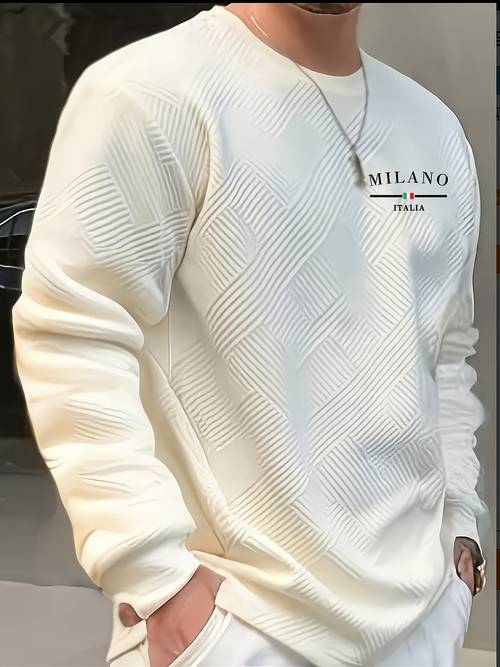 sudadera de larga casual para hombre, /otoño, suéter de poliéster jacquard de para uso con cuello