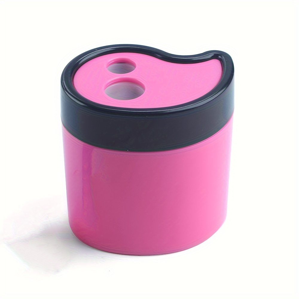 Candy-colored Design Dual-slot Pencil Sharpener With Petal Grip And Built-in Waste Bin For Office Use - 768a