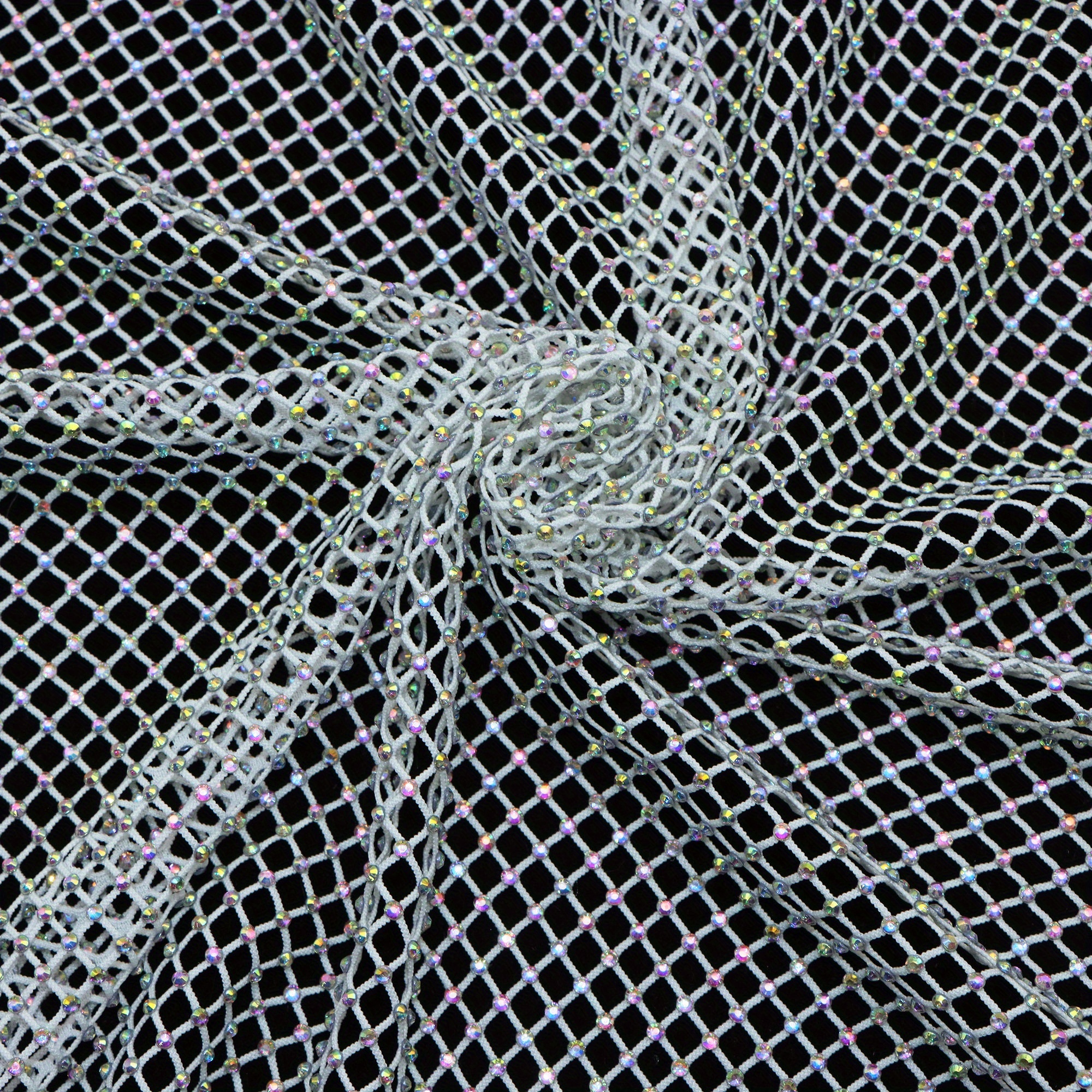 E-shop 1 Stück Glitzerndes Strass-Mesh-Gewebe, Großformat 49,2x19,68 Zoll Vorgeschnittenes Elastisches Stretch-Netzstoff, für DIY-Nähen, Quilten,
