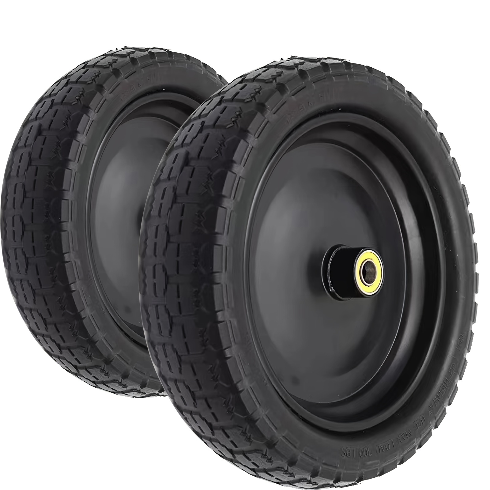 

Solid Tire And Wheel Axle, , 2 Pack Replacement Tire For Wheelbarrow Garden Cart And Yard Trailers