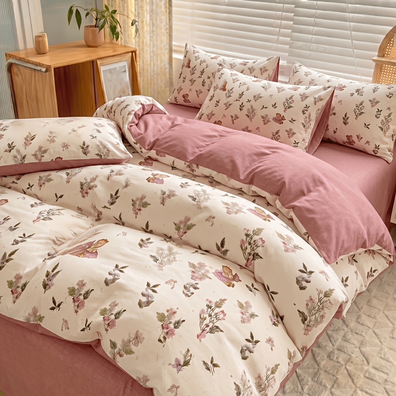 TEMU 2/3pcs Vintage Watercolor Floral Pattern Duvet Cover Set (1 Duvet Cover   1/2 Pillowcases, Pillow Inserts Not Included), Home And Dormitory