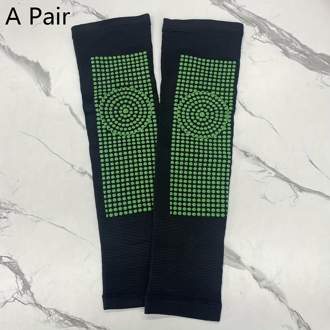 TEMU 1 Pair Of Elastic Knee Sleeves With Dual Massage Points - Design, Polyester Fabric For Joint Support & Heat Relax, Fits All