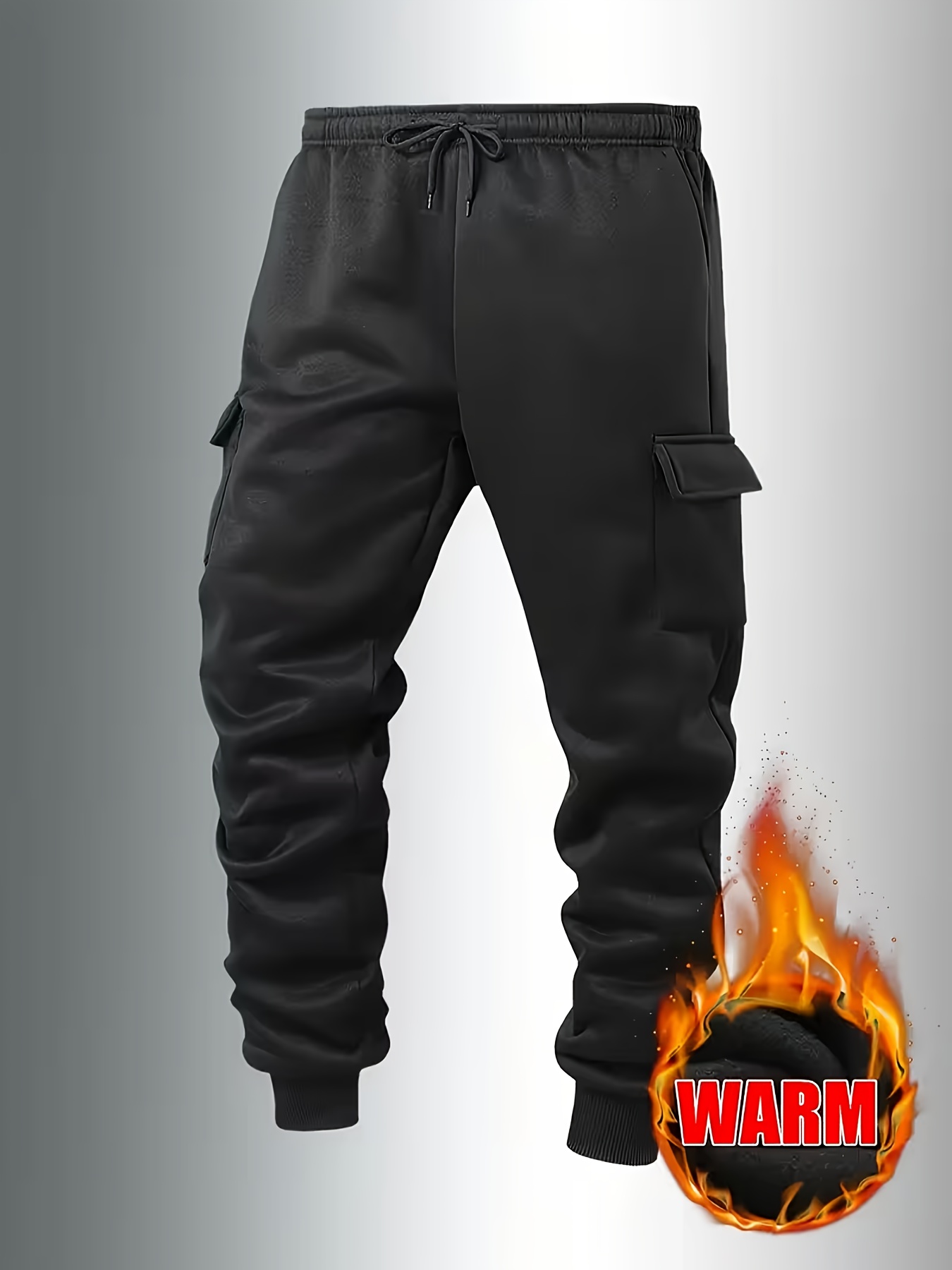 Jogger Homme Polaire Chaud Pantalon de sport long décontracté pour homme, une seule pièce, joggers de couleur unie, pantalon long élégant, pantalon de sport à cordon élastique, pantalon de couleur unie décontracté d