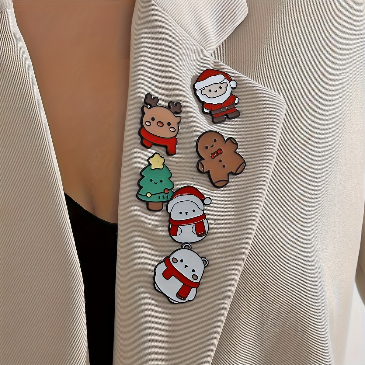 

6pcs Christmas Enamel Brooch Set, Zinc Alloy , , , , And , For And