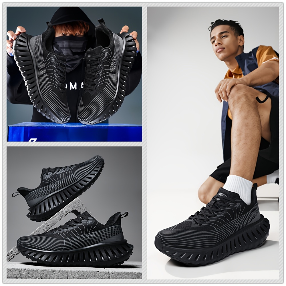 Men'S Technology Carbon Board Running Shoes | Breathable Athletic Sneakers with Cushioned Shock Absorbing EVA Chunky Sole, Casual Sporty Look, Slip-resistant Wear-resistant All-Terrain Grip for Gym, Jogging, Marathon - Running & Work Out Training Sh