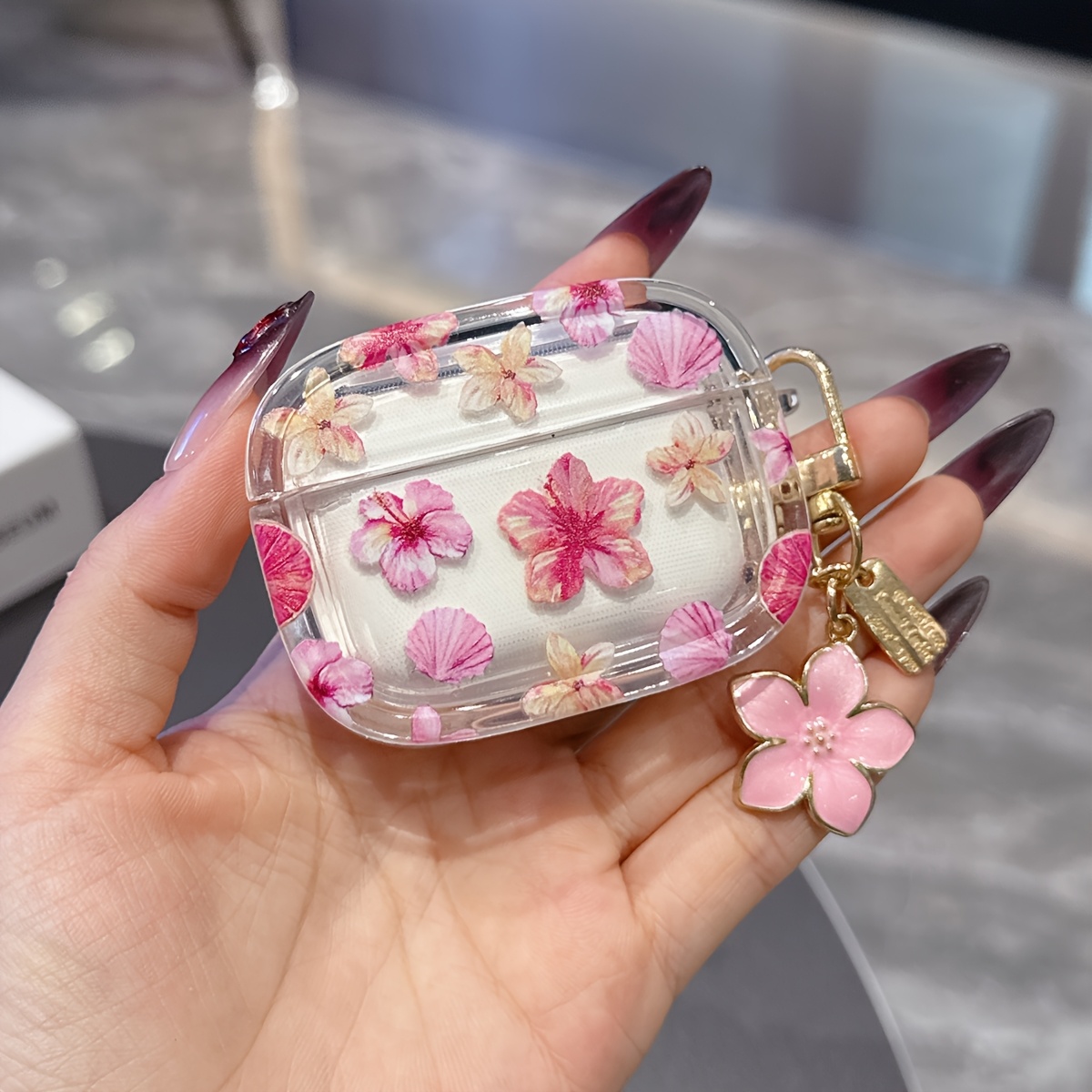 Rounded Edge Dried Yellow Pink Floral Pattern Suitable For Airpods 1 2 Earphone Case For Airpods Earphone Case 3rd Case