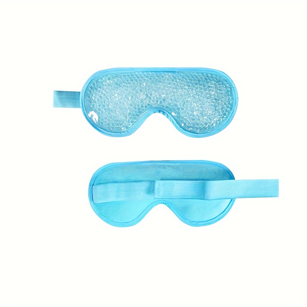 

Light Blue Fleece & Clear Material Ice/heat Dual-use Eye Mask, Soothing Gel Beads, Adjustable Strap, Home Spa Eye Patch