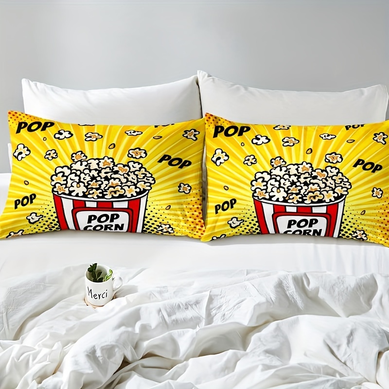 popcorn yellow comforter cover movie theater bedding set Temu Canada