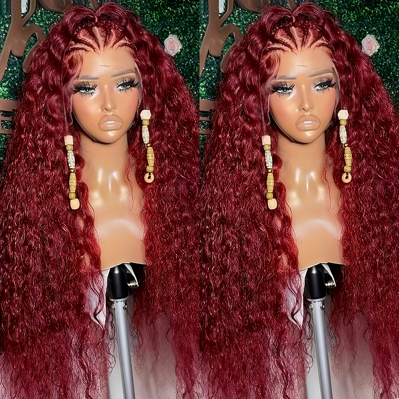 Wig Red Wine Wig Lacefront Burgundy 26” Long ombré Red Splash Burgundy Fusion Black Root Lace Front Wavy Wig - Etsy main image 2