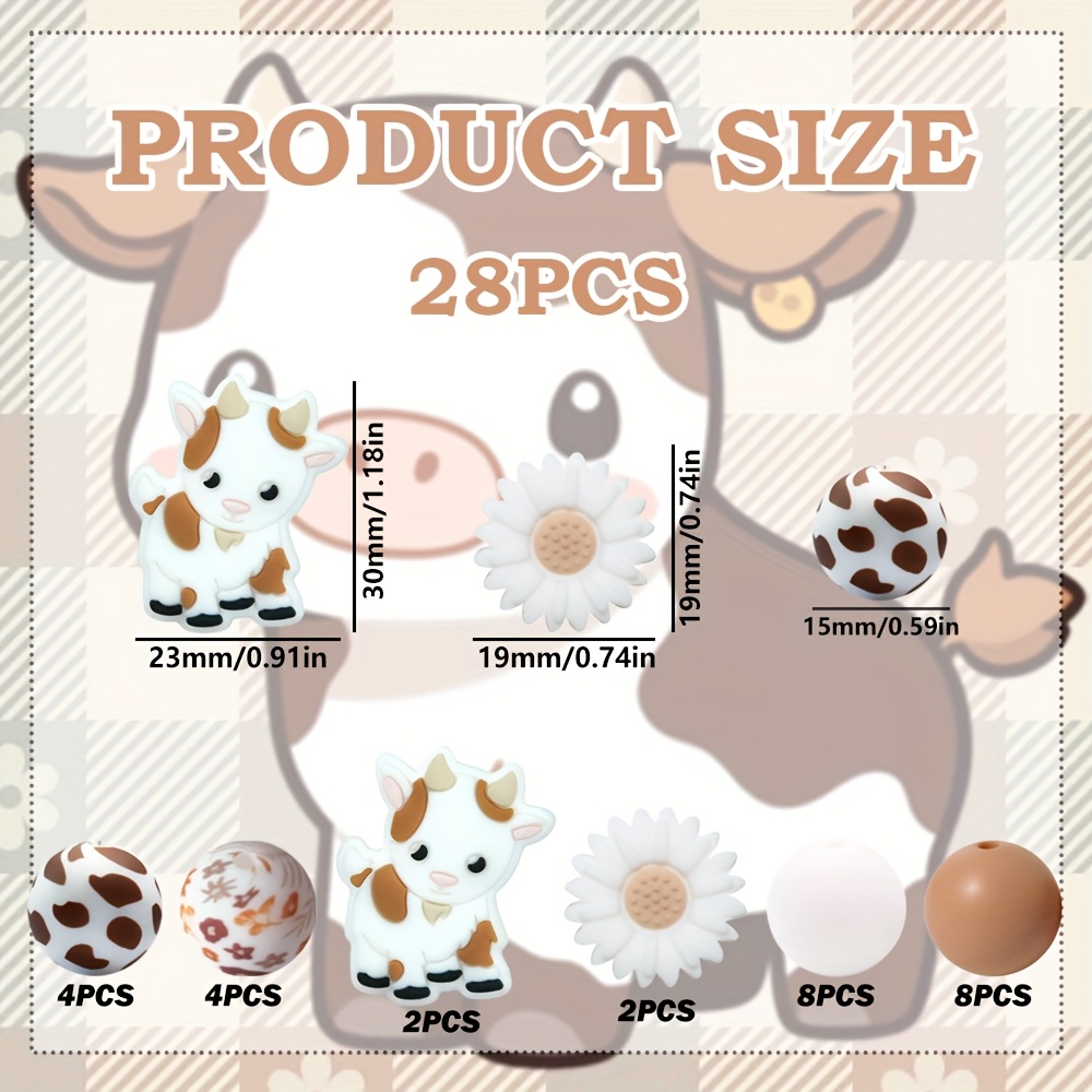 TEMU 28 pièces Kit de Perles en de Vache et Marguerite - Kit de Fabrication de Bijoux DIY, Idéal pour Cadeaux de Saint-Valentin, Accessoires de ,