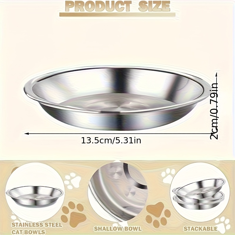 3pcs 7pcs set stainless steel cat bowls anti slip pet tableware wide and lightweight design suitable for   easy to clean suitable for cats and dogs large diameter pet food and water bowls   washed in the dishwasher Product details 2