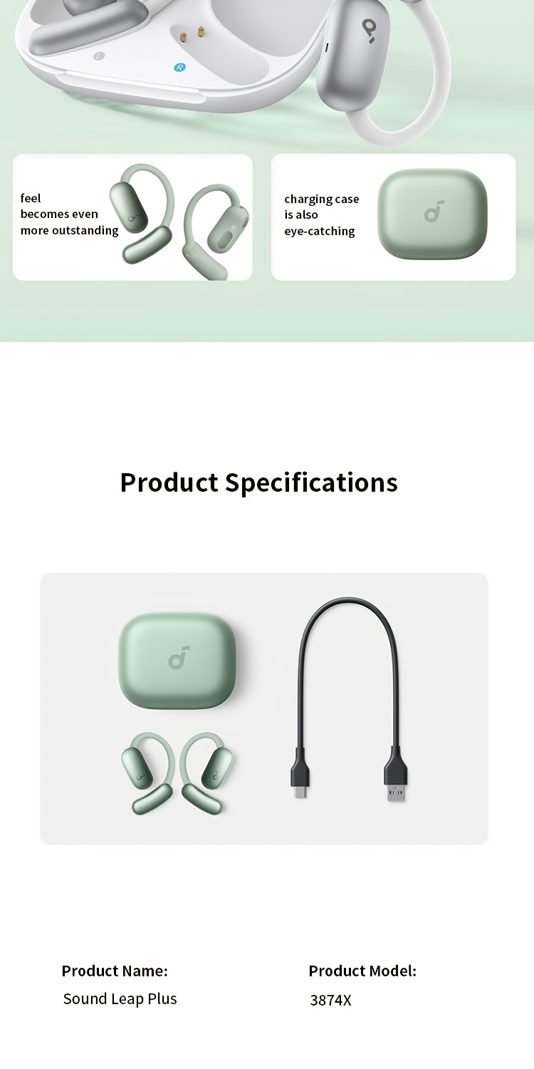 Soundcore by Anker Leap Line Plus Over-Ear AI Slimme Headset, Intelligente Realtime Vertaling, AI Simultaan Tolken, Open-Ear Draadloze Koptelefoon, Lange Batterijduur, Geschikt voor Sport, Hardlopen, Reizen en Uitjes