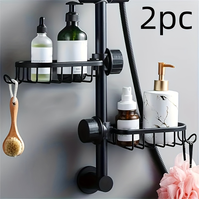 TEMU 2pcs Étagère de Rangement de Douche Multifonctionnelle, Organisateur de Salle de Bain Espace, avec Lanière, Installation Enfichable, Léger,