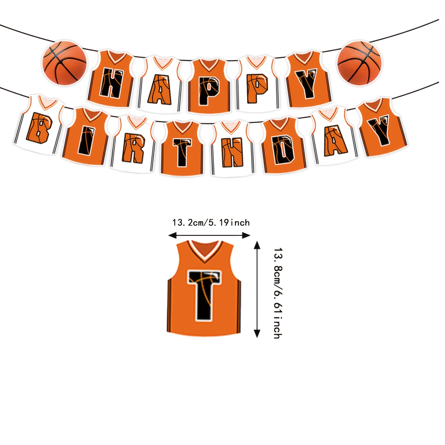 TEMU Basketball Jersey Birthday Banner, 15pcs Set Of Sports Basketball-themed Birthday Party Hanging Flags For Decoration, Boys, Teenagers Basketball