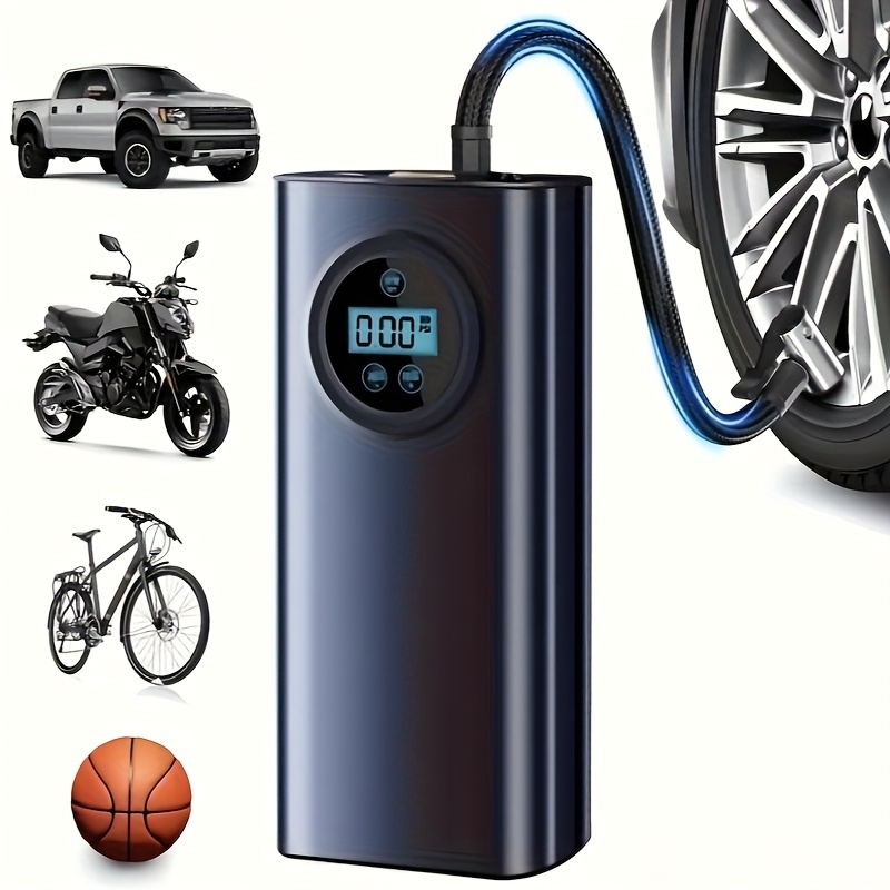 TEMU Compressor de Ar Portátil para Encher Pneus, Bomba de Ar, Compressor de Ar Sem Adequado para Carros, Motociclos, Bicicletas, Inflador de Pneus