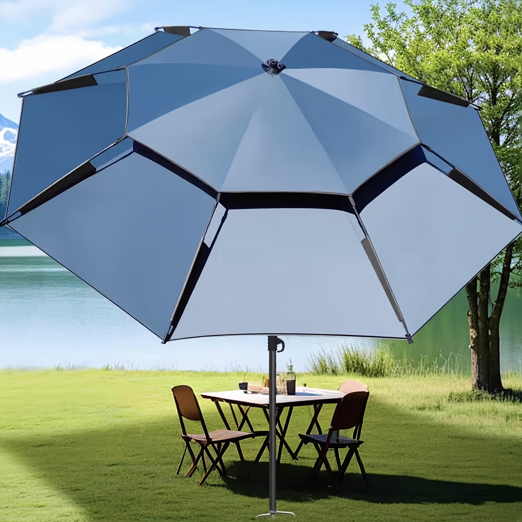 Extra Large 2m-2.4m Outdoor Umbrella with Turquoise Canopy & Frame - 360° Adjustable Sun Shade, Heavy-Duty Rectangular Beach Umbrella for Pool, Patio, Balcony, Lake - Easy-Clean Fabric, Sturdy Base Compatible (Grey/Black Frame, Multi-Color Options Available) - Ideal for Fishing, Outdoor Gatherings, and Large Spaces - Classic Design with Wide Coverage, Patio Umbrella, Parasol, Picnic Umbrella For Outdoors, Out Door Large Umbrella, Shade Umbrellas For Plants, Pool Umbrella,