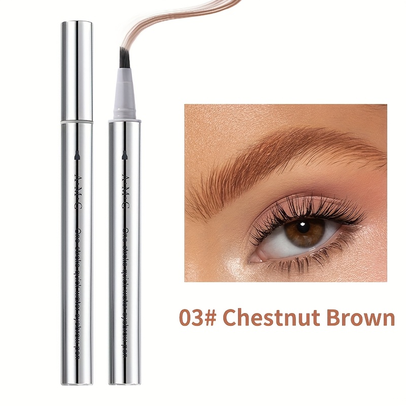 TEMU Fluffy Quick- Eyebrow Pen, Natural Brows, Trendy Eyebrows, Long-lasting Waterproof, Super Fast Drying, Instant Shape, Sweat And Fade Resistant,