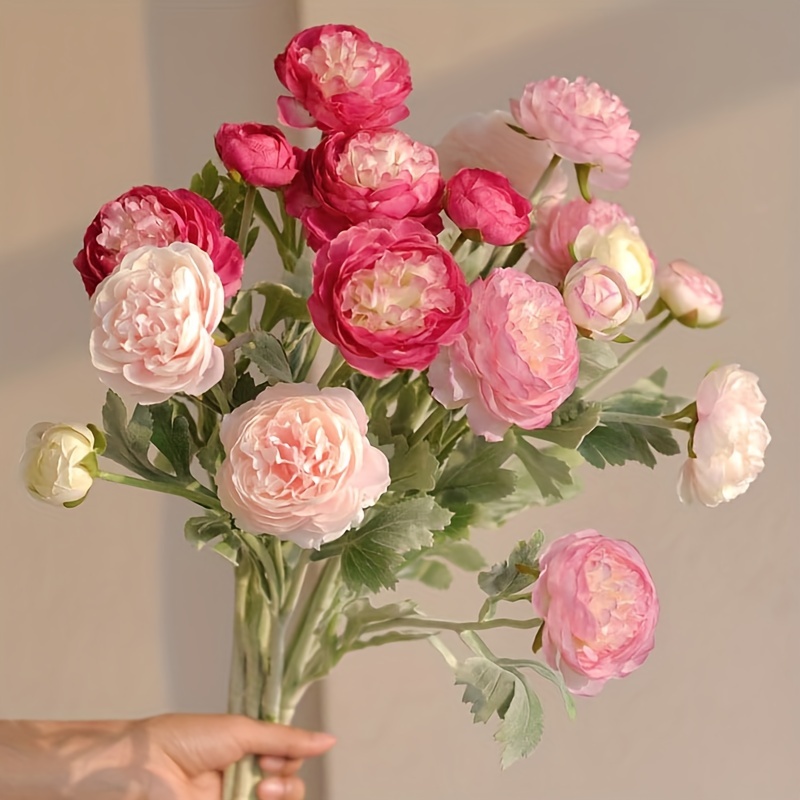 

6pcs Silk Peonies Flowers Ranunculus Artificial Flowers 6pcs For Home Decoration Fake Flowers Arrangements