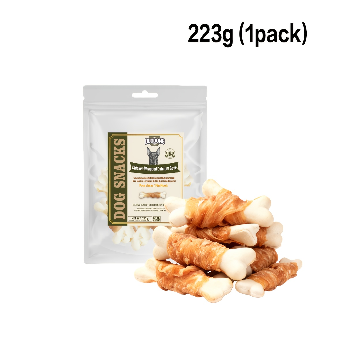 TEMU Hühner-Wrap Knochen Hunde Kauzähne | Ohne , High Protein Trainingsbelohnungen, Zahnreinigung, Frischer Atem & Kalzium Supplement Snacks für alle