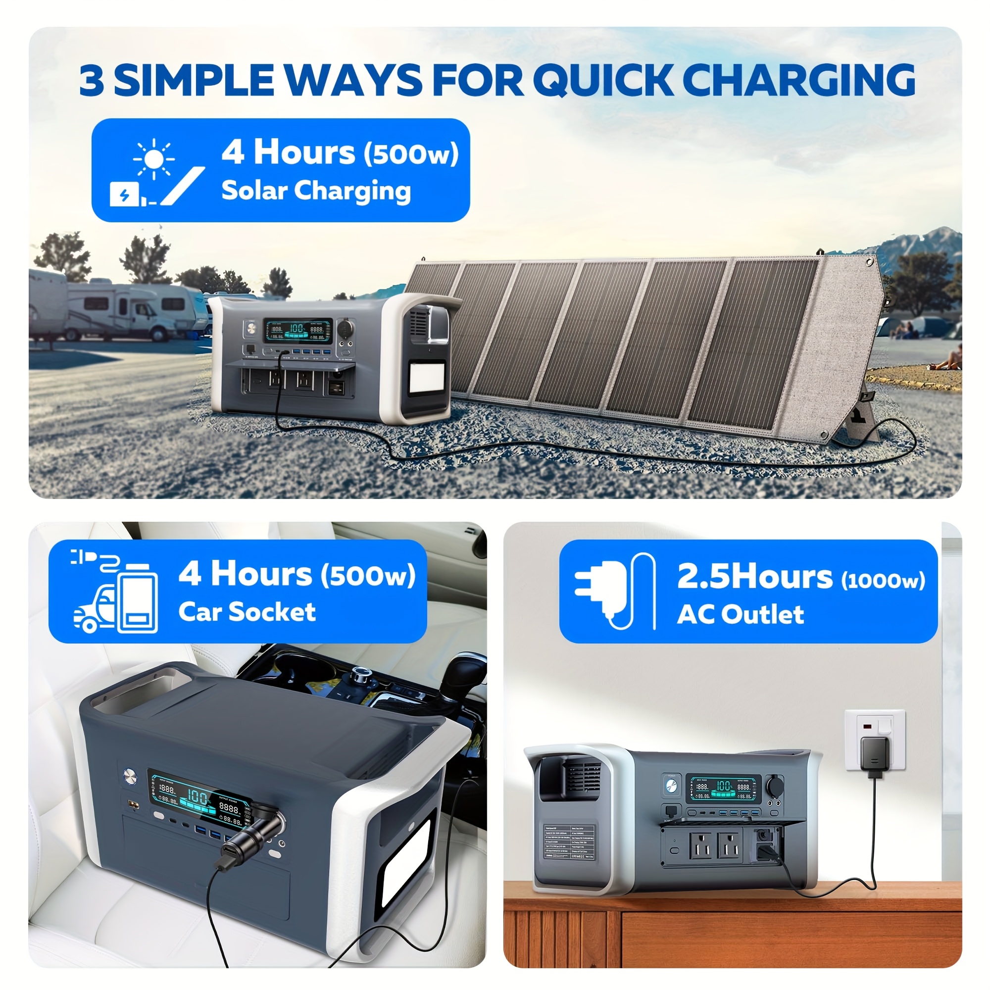 2400w 1600w 500w portable power station ap2000 2048wh 2400w   1024wh 1600w ap400 345wh 500w power bank lifepo4 battery ups function 200w 100w foldable solar panel camping equipment solar generator Product details 2