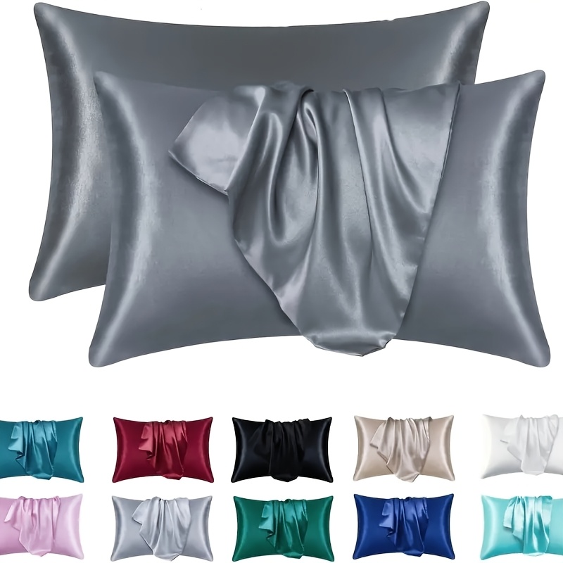2 piece satin pillowcase set for skin and   breathable smooth cooling pillow covers for sleeping