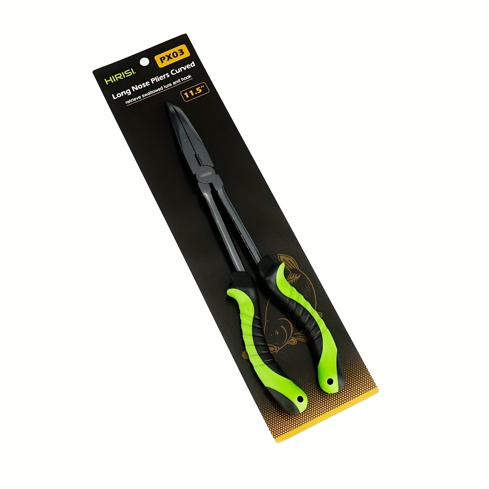 Image of Hirisi Long Nose Pliers Designed For Fishing Rod Holders, Featuring A Curved Jaw For Retrieving Lures And Removing Hooks, Equipped With A Comfortable Grip, Without Battery