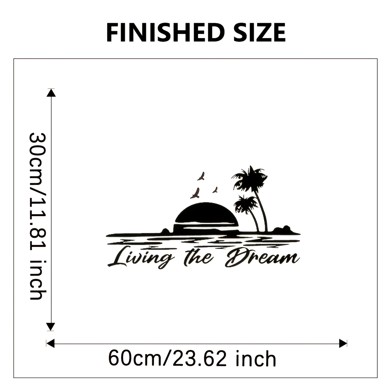 TEMU 1pc Living , Sunset, Birds, Coconut Trees, Living In , Travel, Camping, Rv, Camping Van, Side, Hood, Car Decals Vinyl Stickers