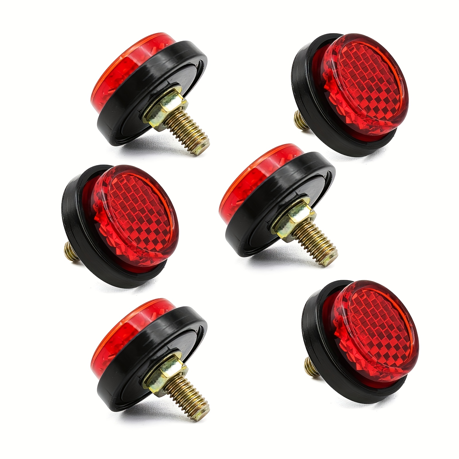 TEMU 6pcs Of Motorcycle License Plate Reflectors, Red Circular Reflectors, Motorcycle License Plate Bolts And Nuts, Suitable For Motorcycles,