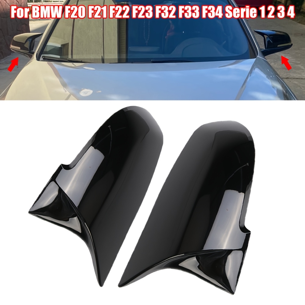 

2 paires de coques de rétroviseurs en noir pour BMW, compatibles avec les séries 1 2 3 4 X M 220i 328i 420i F20 F21 F22 F23 F30 F31 F32 F33 X1, coques de rétroviseurs en plastique de haute qualité