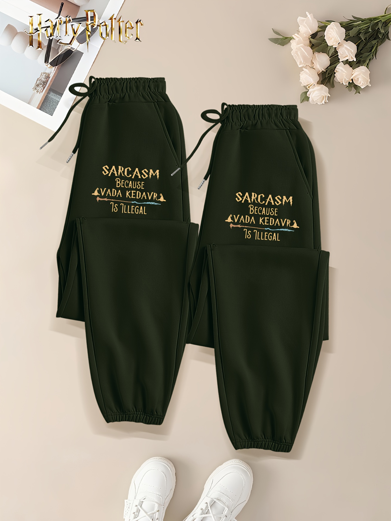 Women S   Sarcastic Text Pants -   House values   Sweatpants with Drawstring Waist, Loose Fit Casual Pants for   Fans, Everyday & Themed Events - WB Women S  ,   Clothes, Fan Merchandise, Cartoon Print Design, Comfortable Fabric,   Clothing, Trendy Bottoms, Soft Material,   Merchandise, Cosplay Enthusiasts